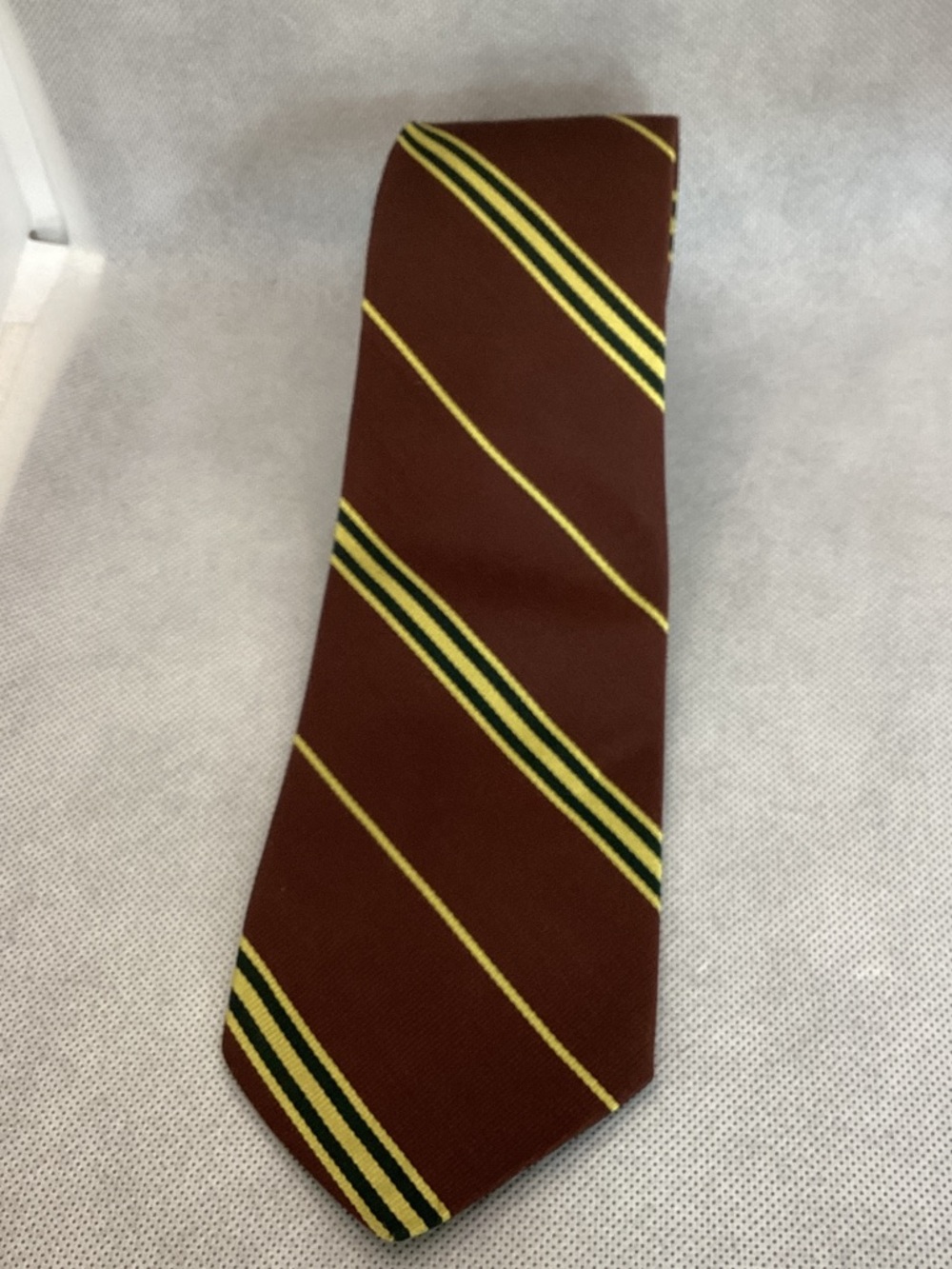 Brooks Brothers Makers Silk Repp Stripe Tie – Brown Green Gold – Made in England